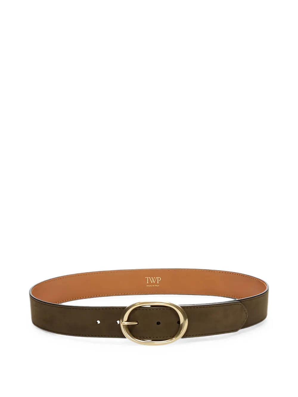 TWP wide-strap oval-buckle belt