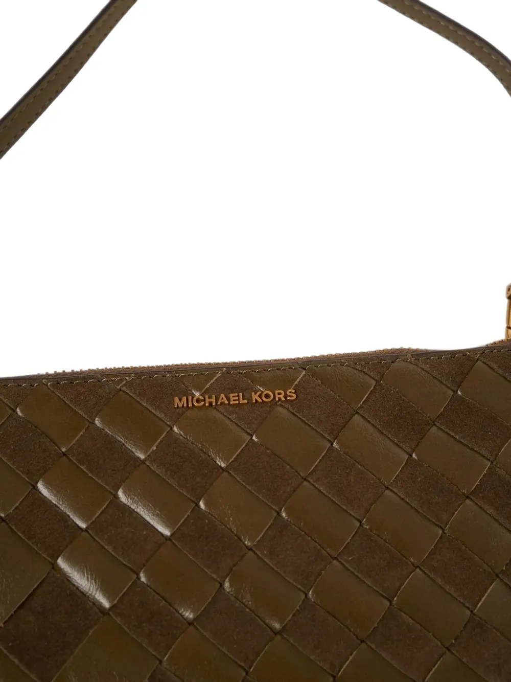 Michael Kors Jet Set geweven leren polstasje Groen