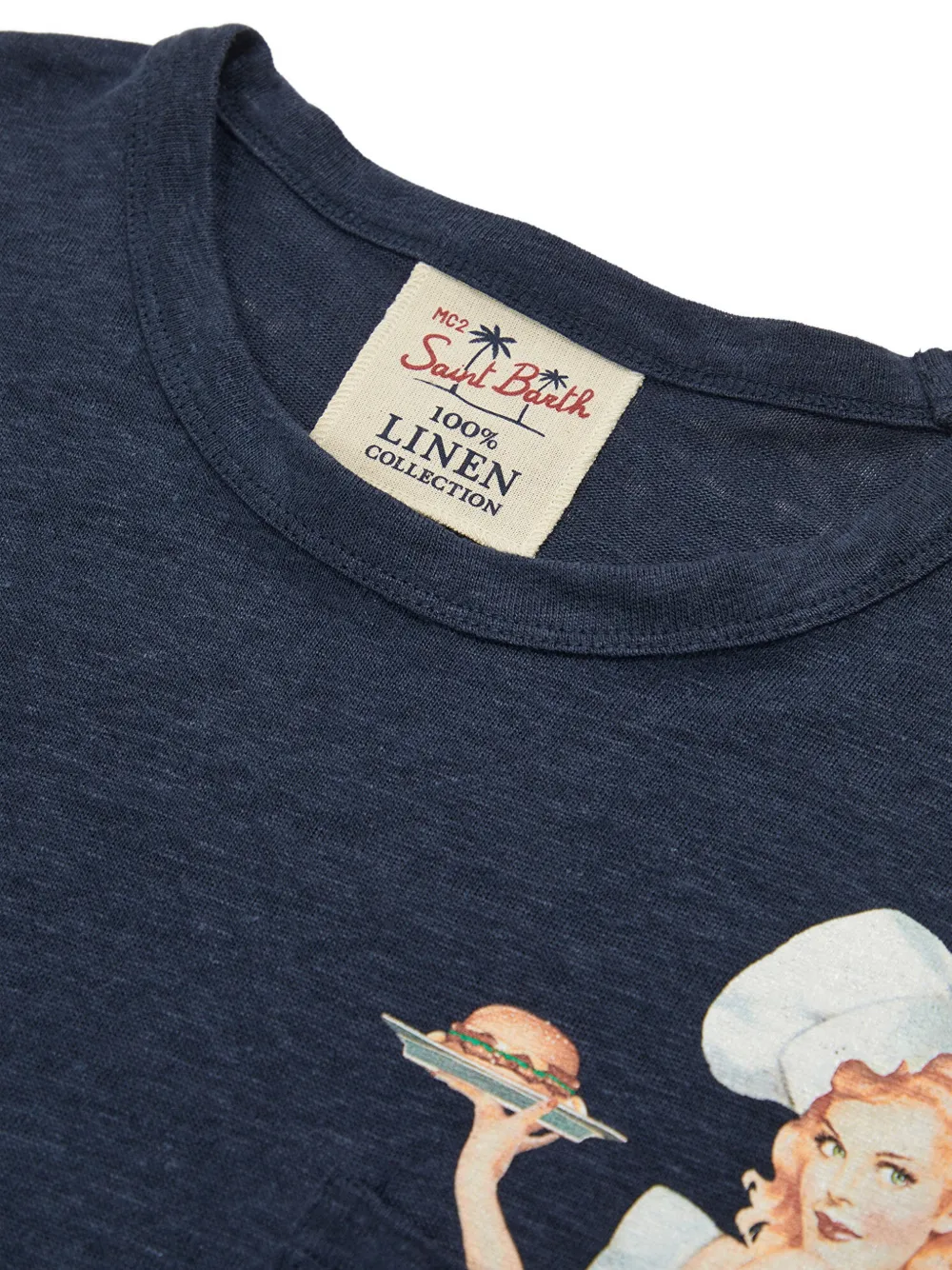 MC2 Saint Barth Ecstasea linnen T-shirt met pin-up print Blauw