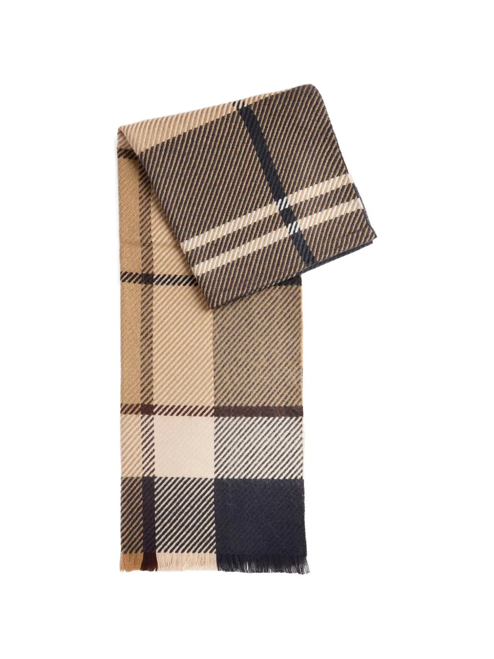 Barbour Blair sjaal met tartan-ruit en franje Beige