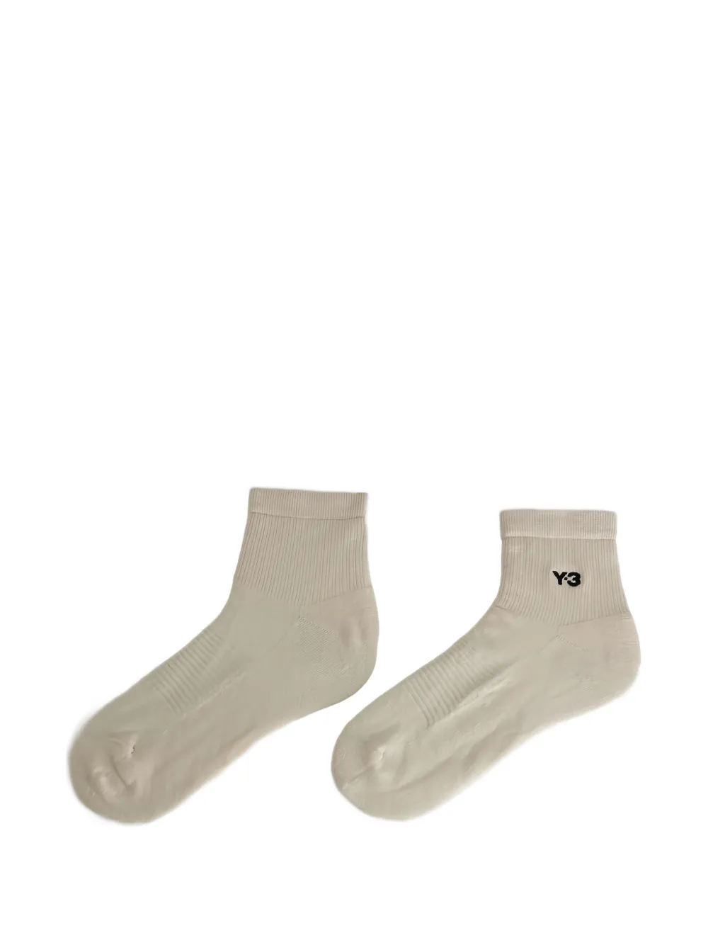 Y-3 Logo-embroidered Ribbed Socks In Neutral