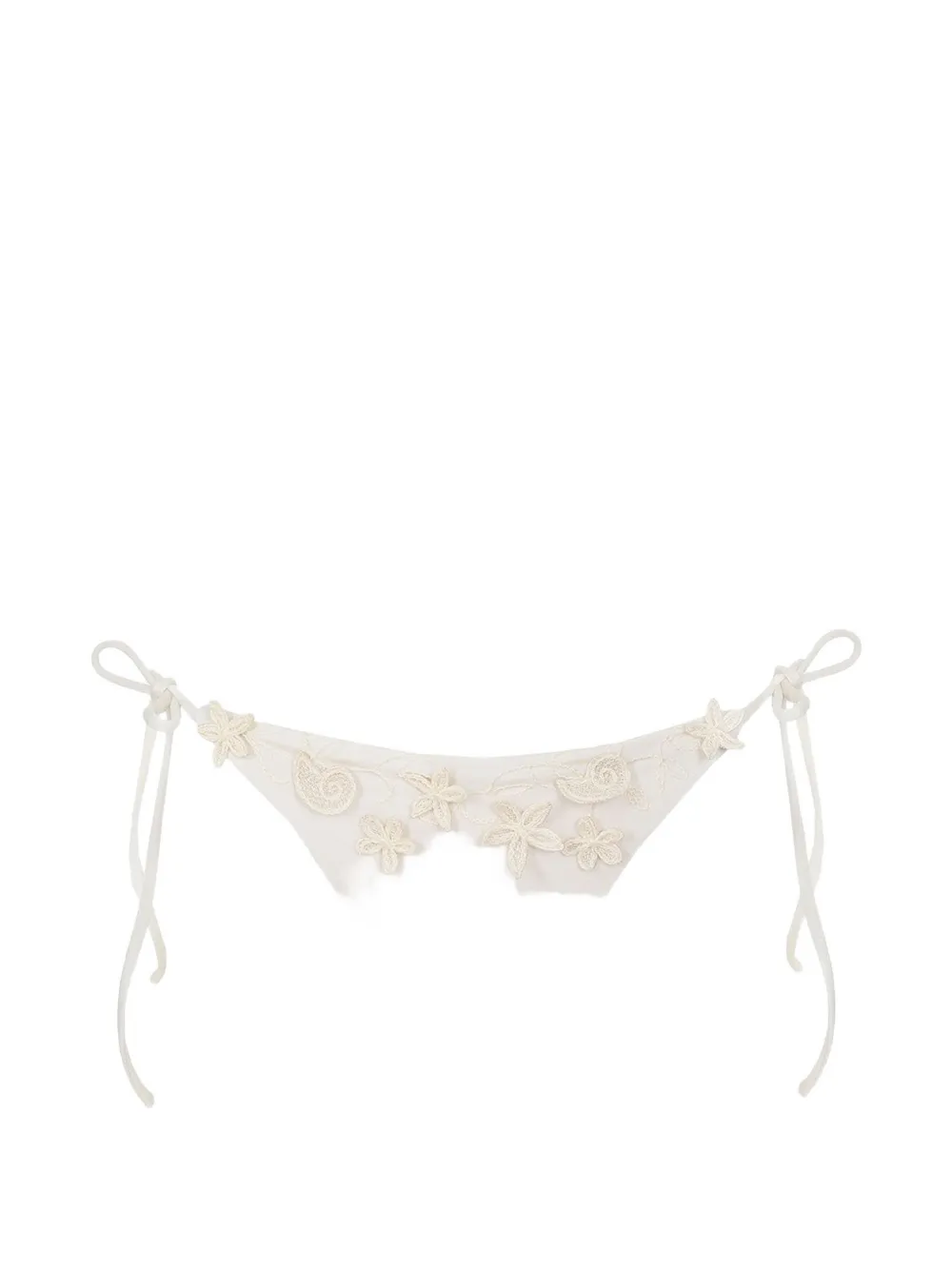 Agua Bendita Nader Alegria floral-appliqué bikini bottoms - Bianco
