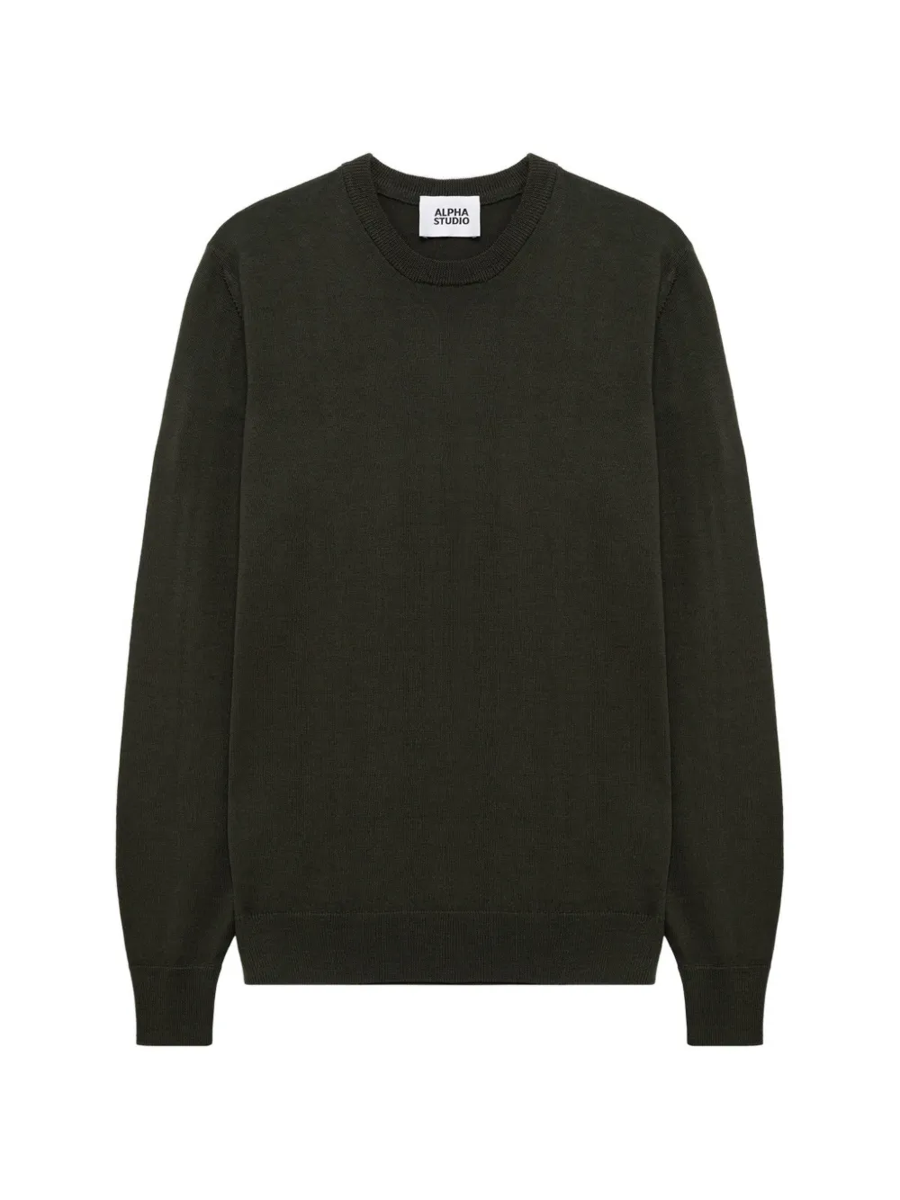 Alpha Studio Merino Wool Crew-neck Sweater In Green