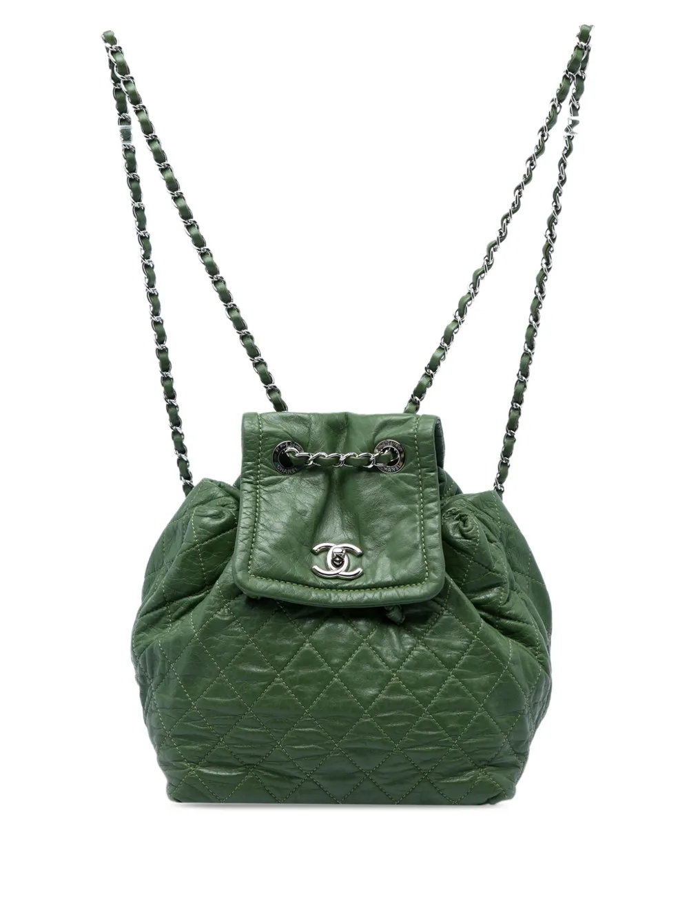 CHANEL Pre-Owned 2009-2010 gesteppter Beijing 2 in 1 Rucksack aus gealtertem Kalbsleder - Grün