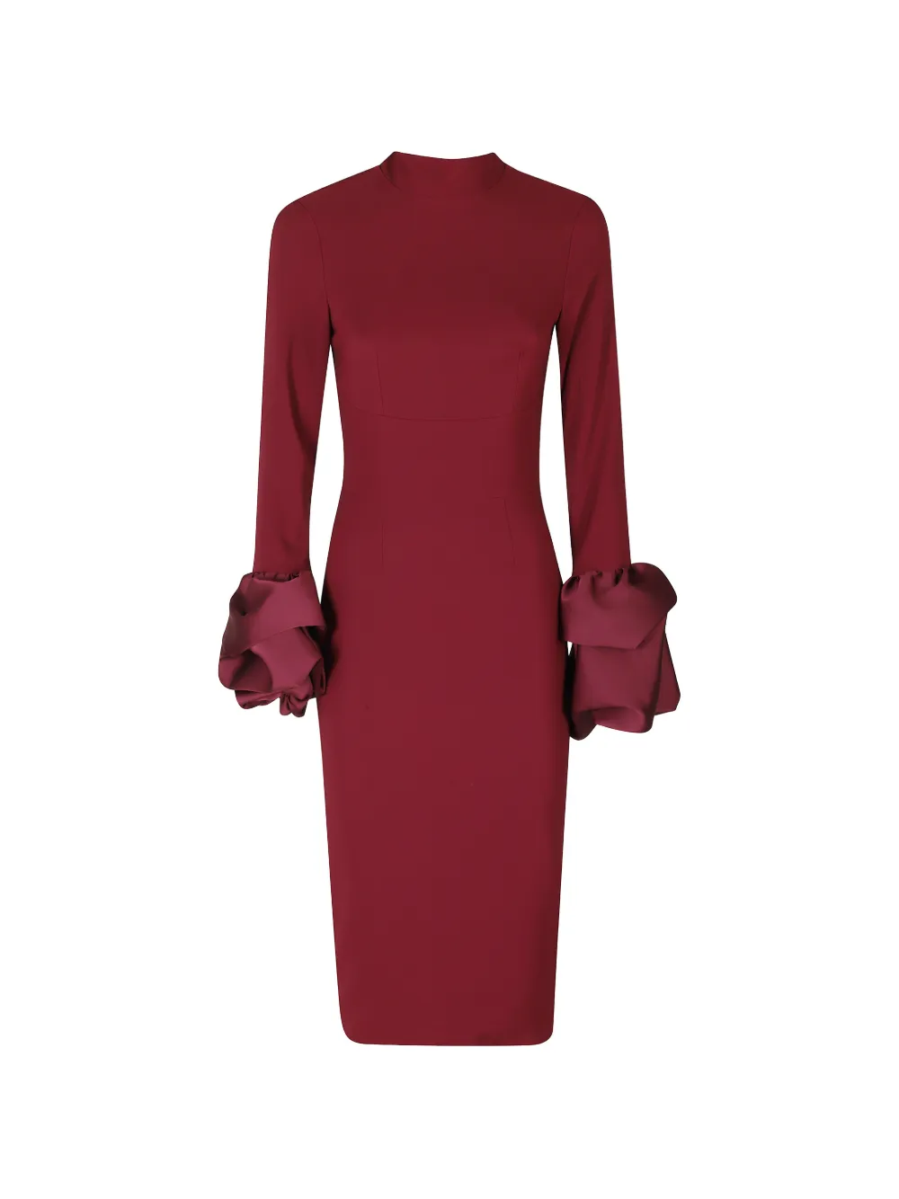 ALESSANDRO LEGORA ruffled-cuff open-back midi dress - Rouge