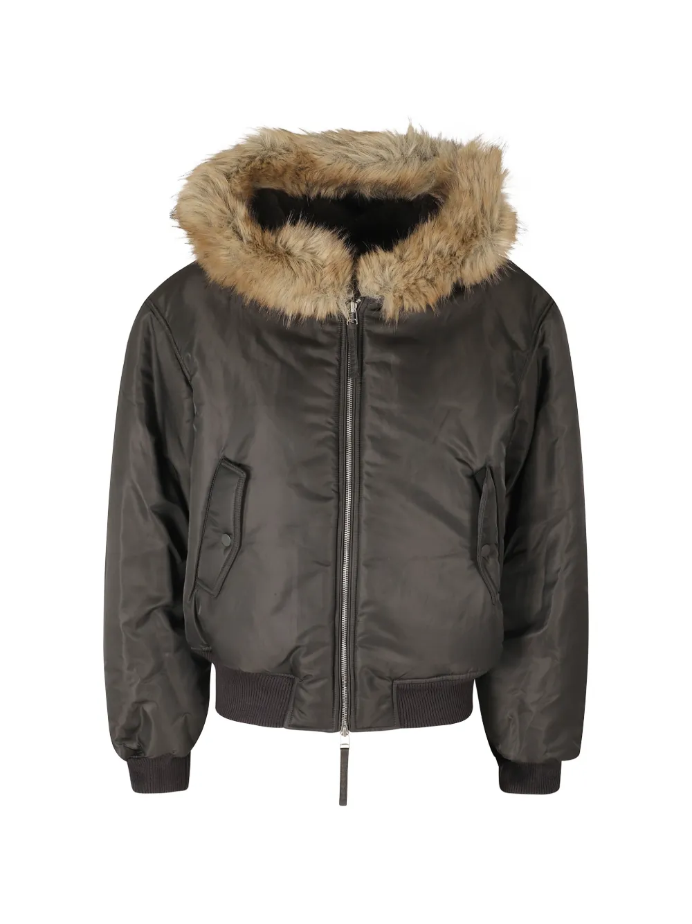 Low Classic faux-fur trim hooded puffer jacket - Brown