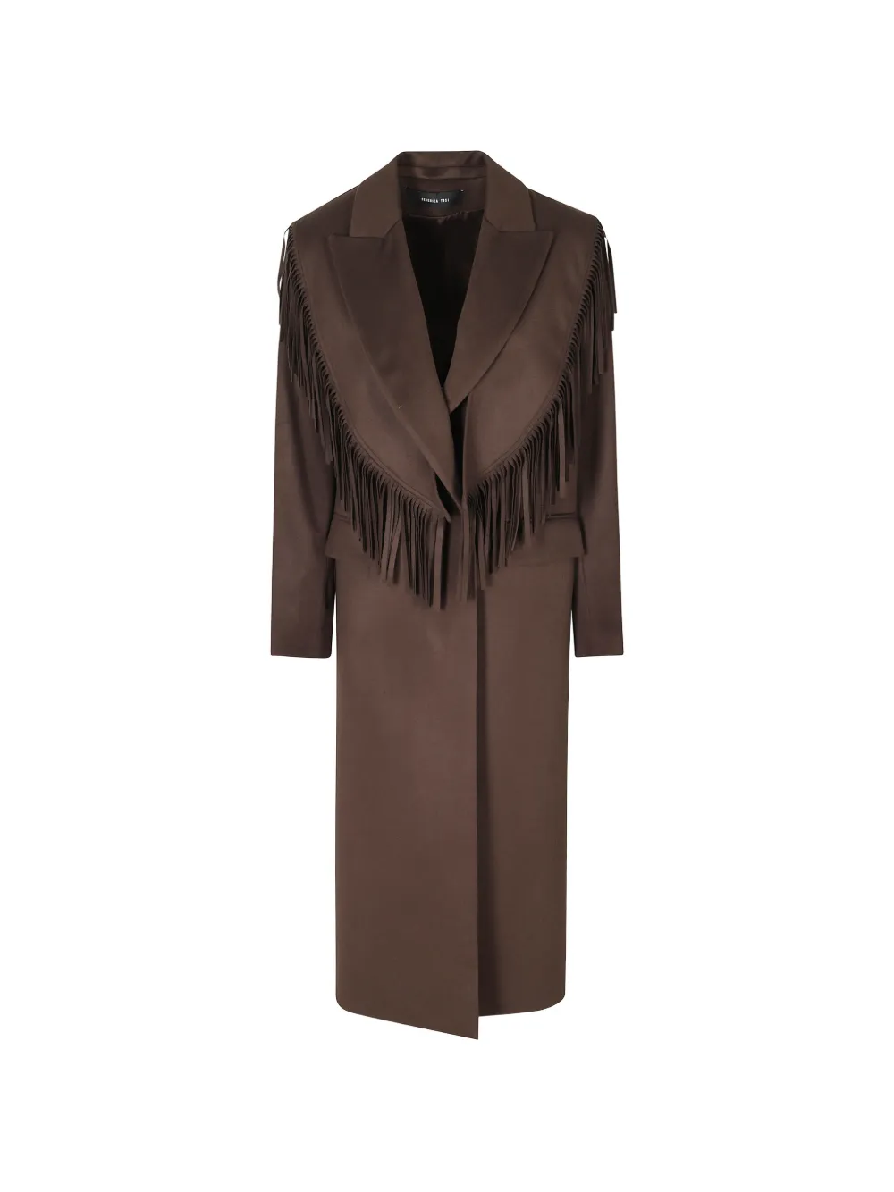 Federica Tosi fringe-detail cape-overlay coat - Marron Federica Tosi fringe-detail cape-overlay coat - Marron