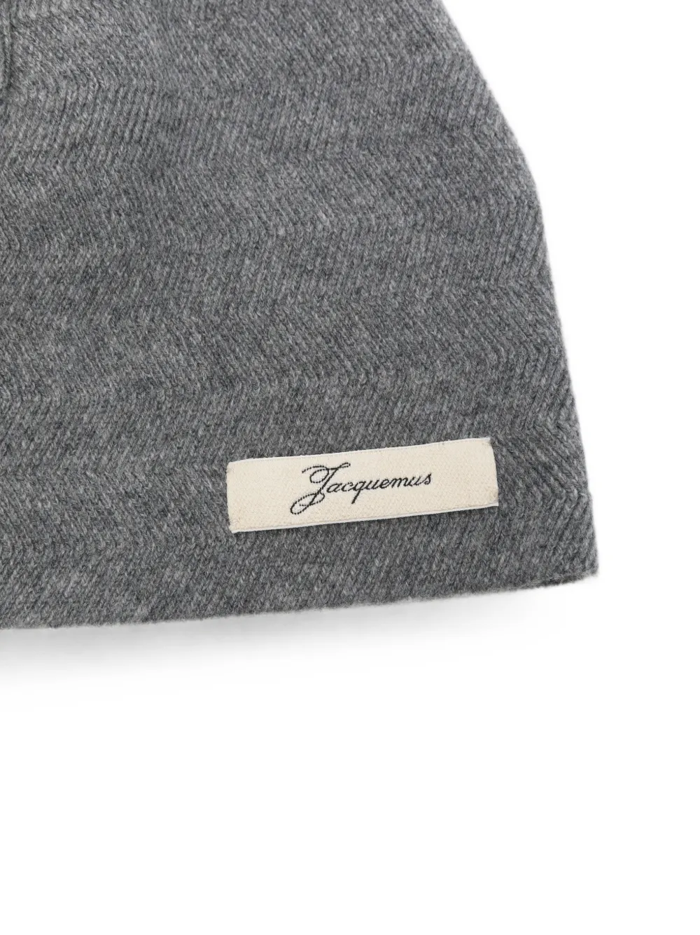 Jacquemus herringbone-knit beanie hat Grijs