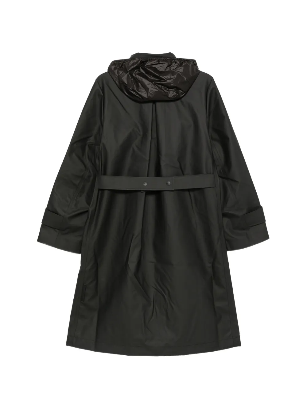 Rains Nara hooded belted coat Zwart