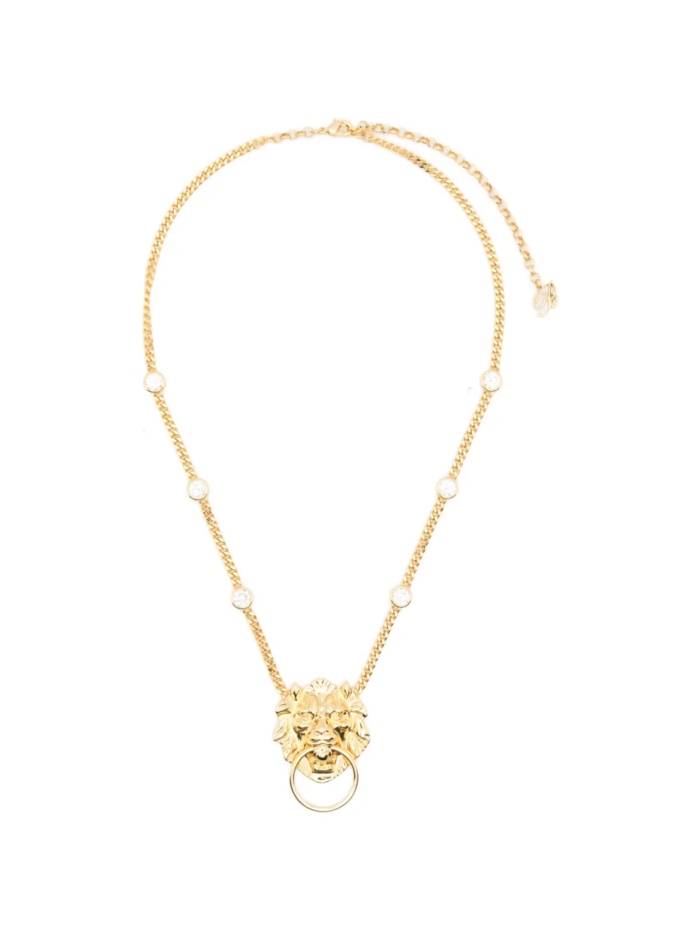 Blumarine lion-pendant crystal-embellished necklace - Gold