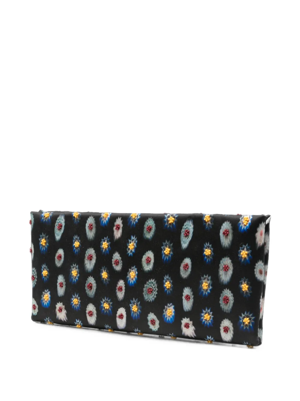 STAUD Muse bead-embellished ikat-print clutch bag Zwart