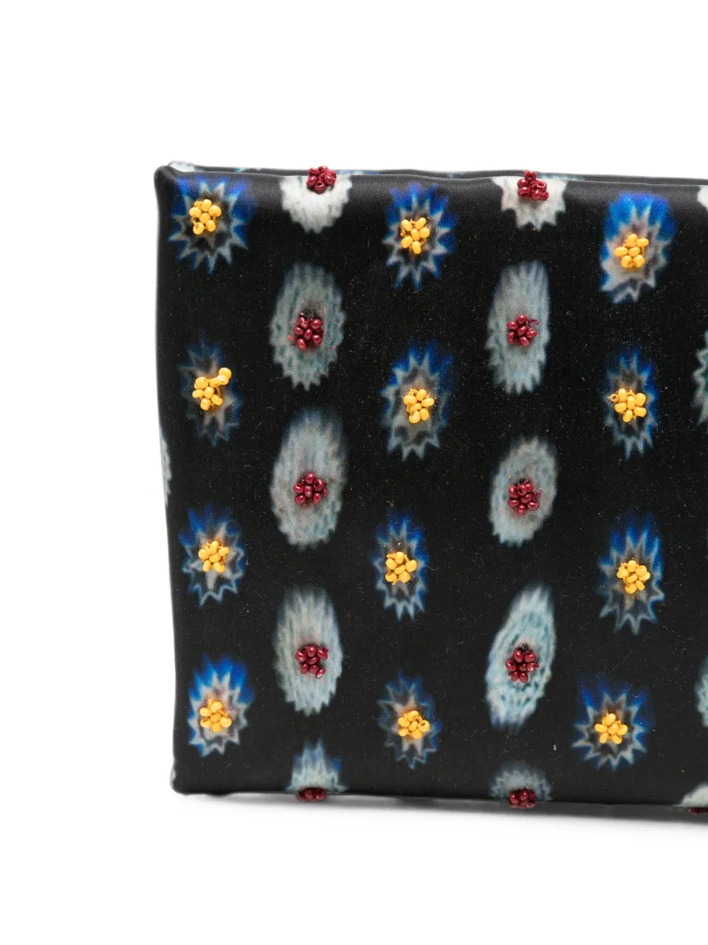 STAUD Muse bead-embellished ikat-print clutch bag Zwart