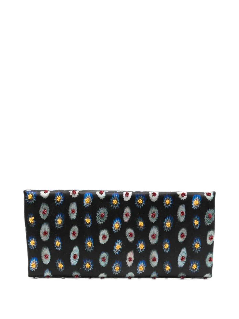 STAUD Muse bead-embellished ikat-print clutch bag - Nero