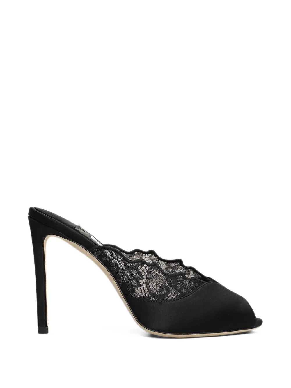 Jimmy Choo Brigitte 100 black lace and satin mules - Nero