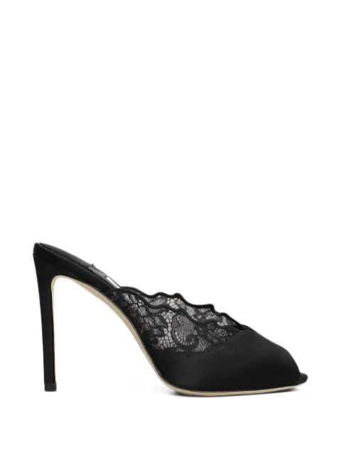 Jimmy Choo Mules Brigitte 100 nere in raso e pizzo
