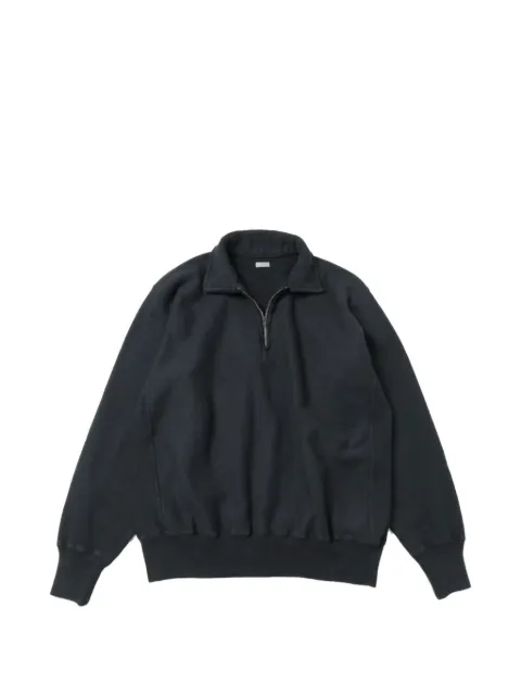 A.PRESSE quarter-zip polo-collar cotton sweatshirt