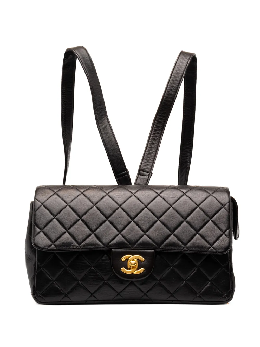 CHANEL Pre-Owned 1994-1996 Medium Quilted Lambskin Flap backpack - Nero