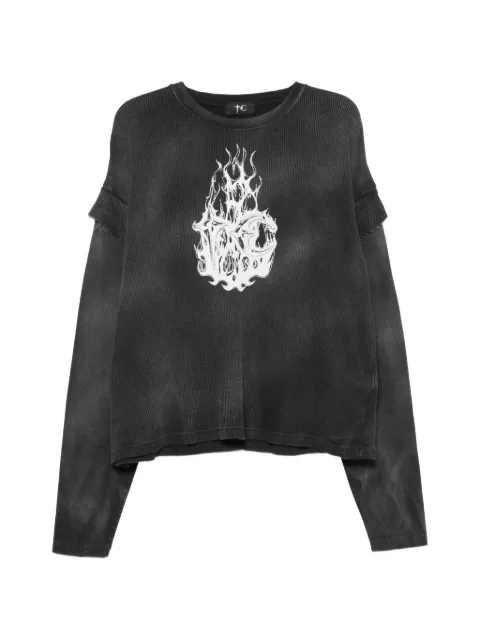 THUG CLUB graphic-print layered-sleeve sweatshirt