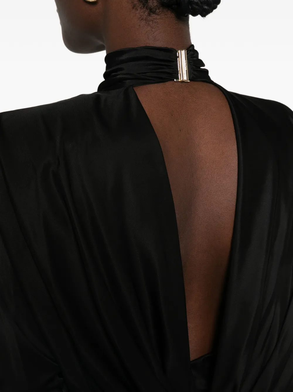 Balmain gathered open-back maxi dress Zwart