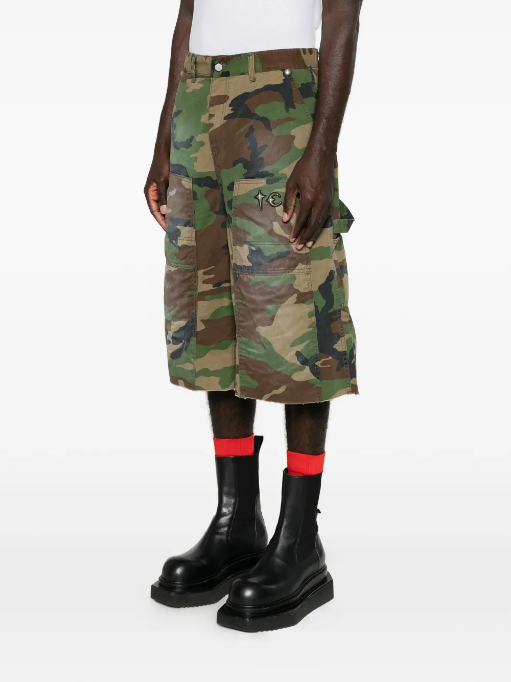 THUG CLUB Shorts met camouflageprint Groen