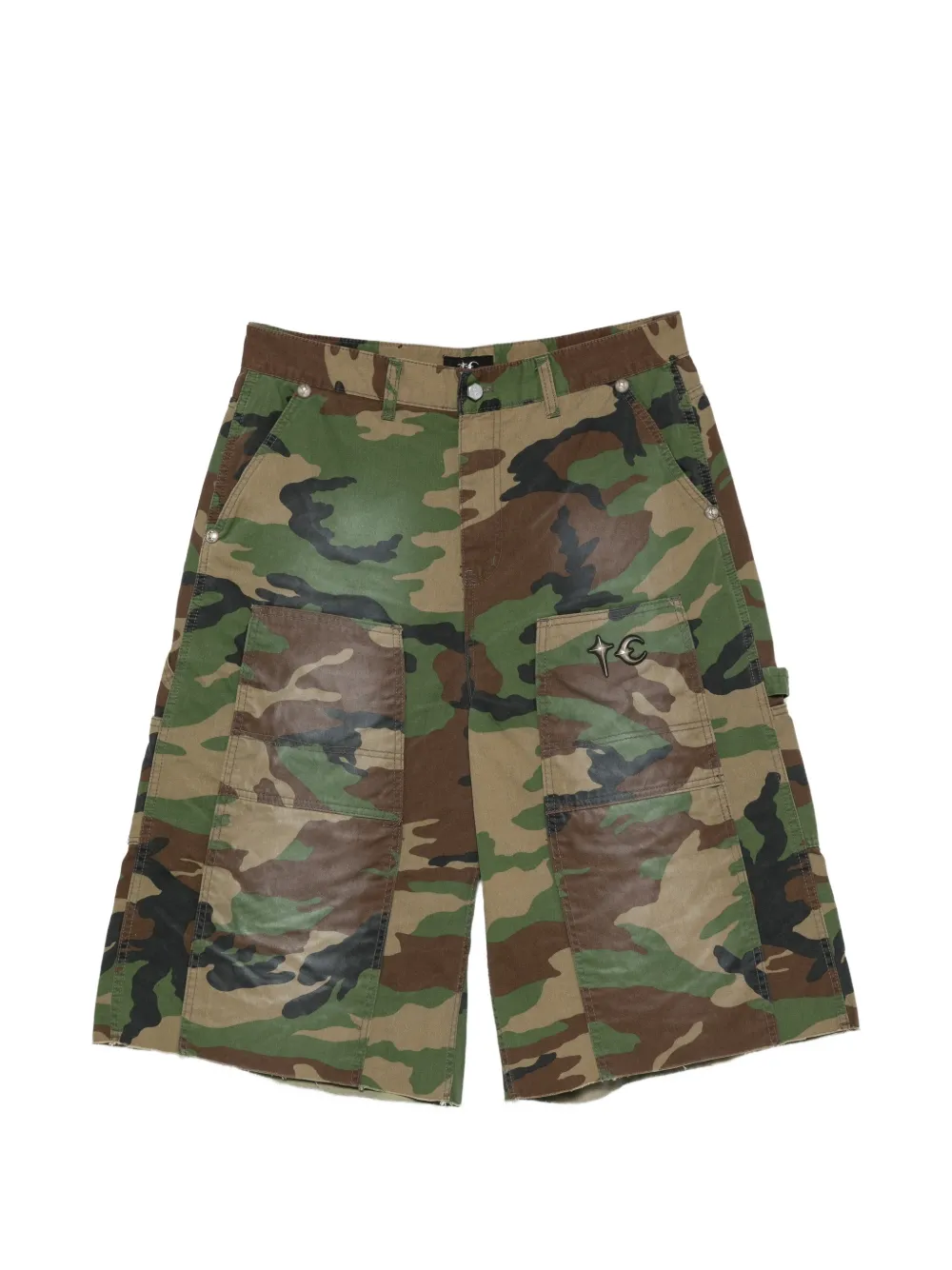 THUG CLUB camouflage-print cargo shorts - Verde