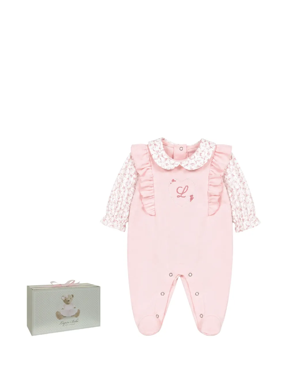 Lapin House Pyjama met bloemen-print en ruches Roze