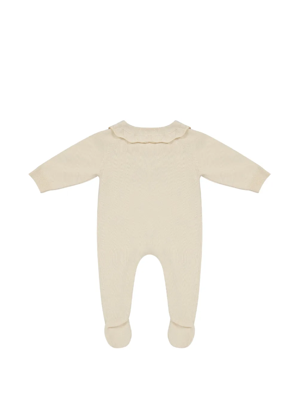 Lapin House Playful Rabbit romper met geborduurde bloemen en kraag met ruches Beige