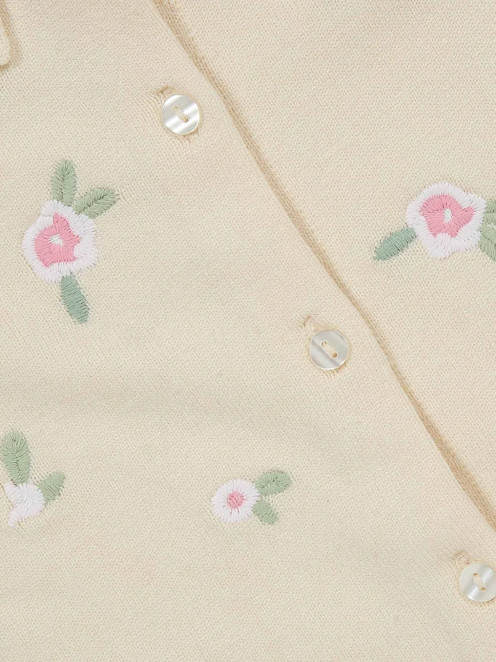 Lapin House Playful Rabbit romper met geborduurde bloemen en kraag met ruches Beige
