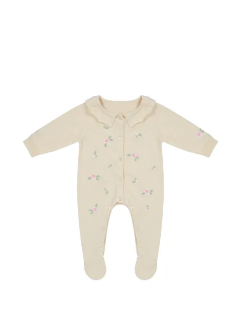 Lapin House Playful Rabbit floral-embroidered ruffled-collar bodysuit