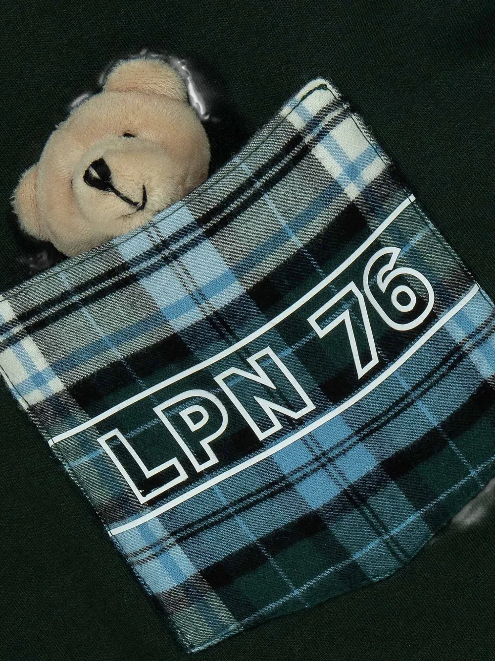 Lapin House Body met ruit-print en teddybeer-print Groen