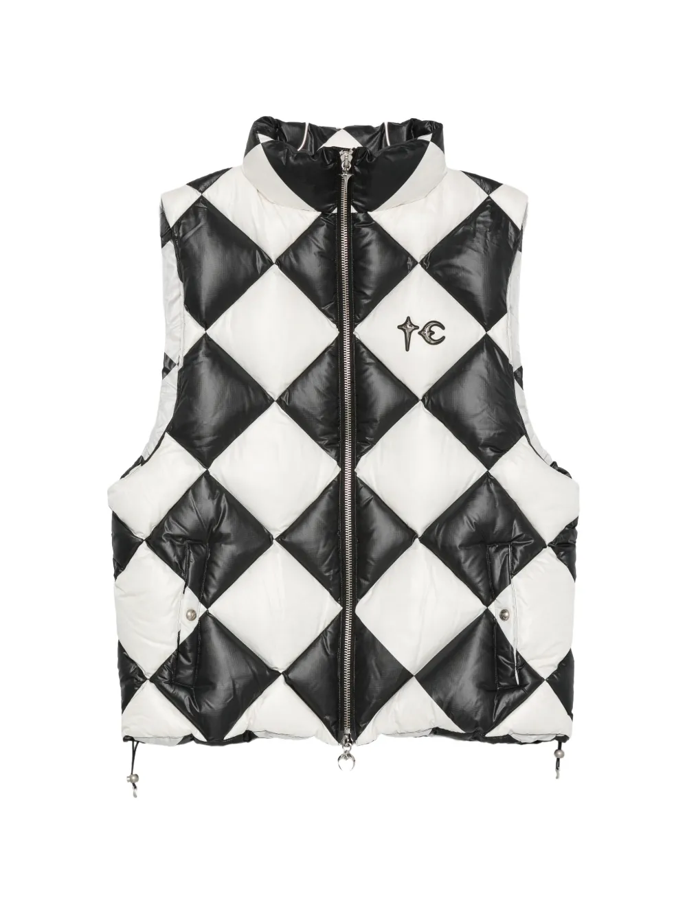 THUG CLUB check-print puffer gilet - Black