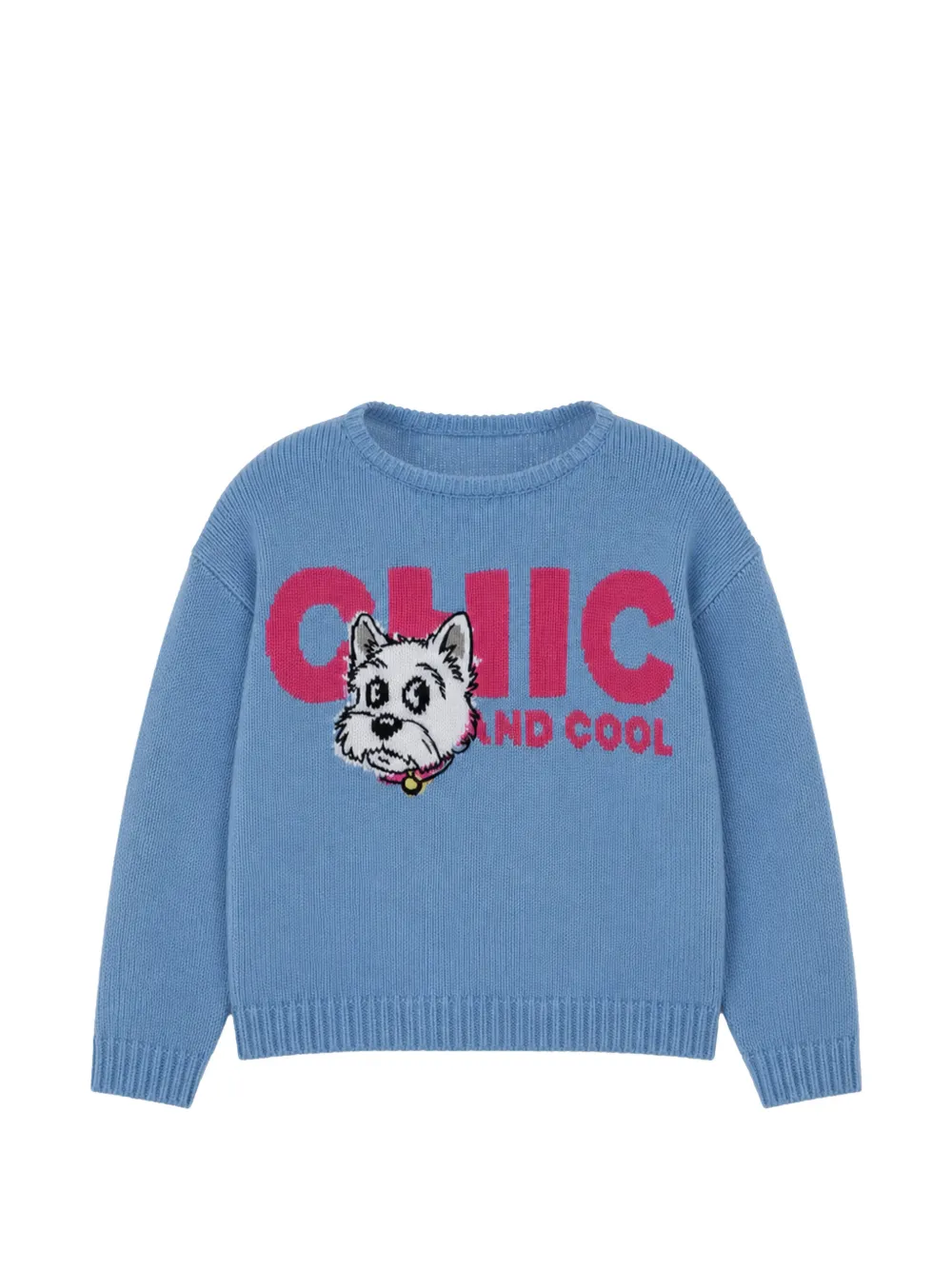 Lapin House dog-intarsia knitted sweater - Blu