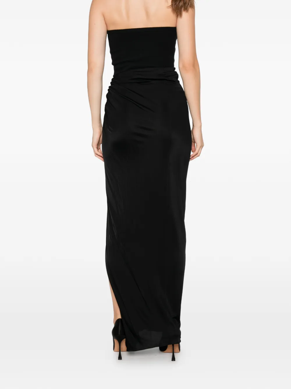 Balmain draped side-slit skirt Zwart
