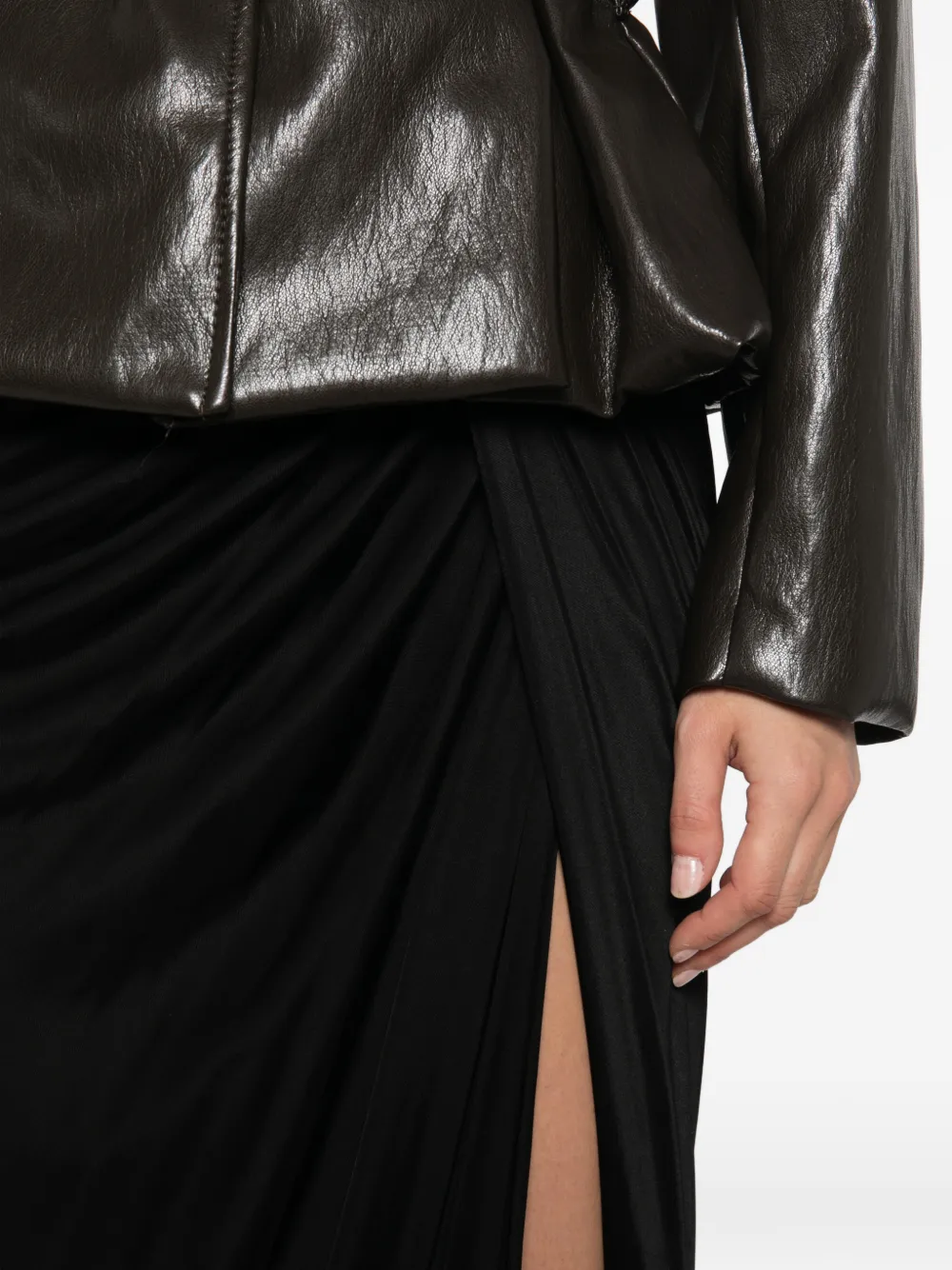 Balmain draped side-slit skirt Zwart