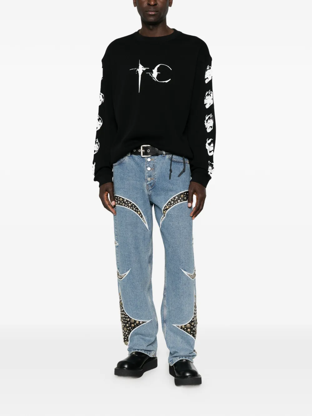 THUG CLUB Straight jeans Blauw