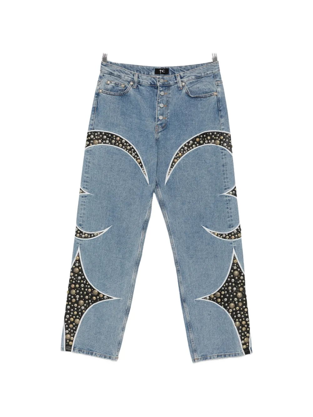 THUG CLUB studded straight-leg jeans - Blu