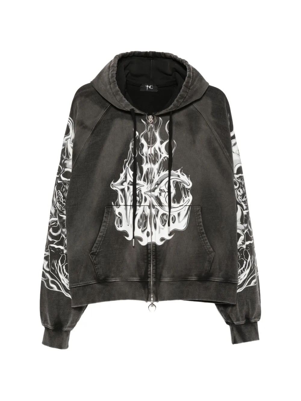 THUG CLUB graphic-print zip-up hoodie - Black