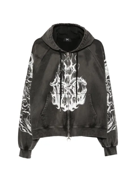 THUG CLUB graphic-print zip-up hoodie