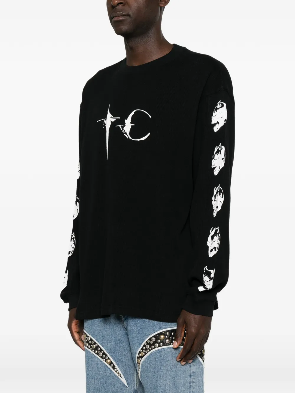 THUG CLUB Endless T-shirt met lange mouwen en grafische print Zwart