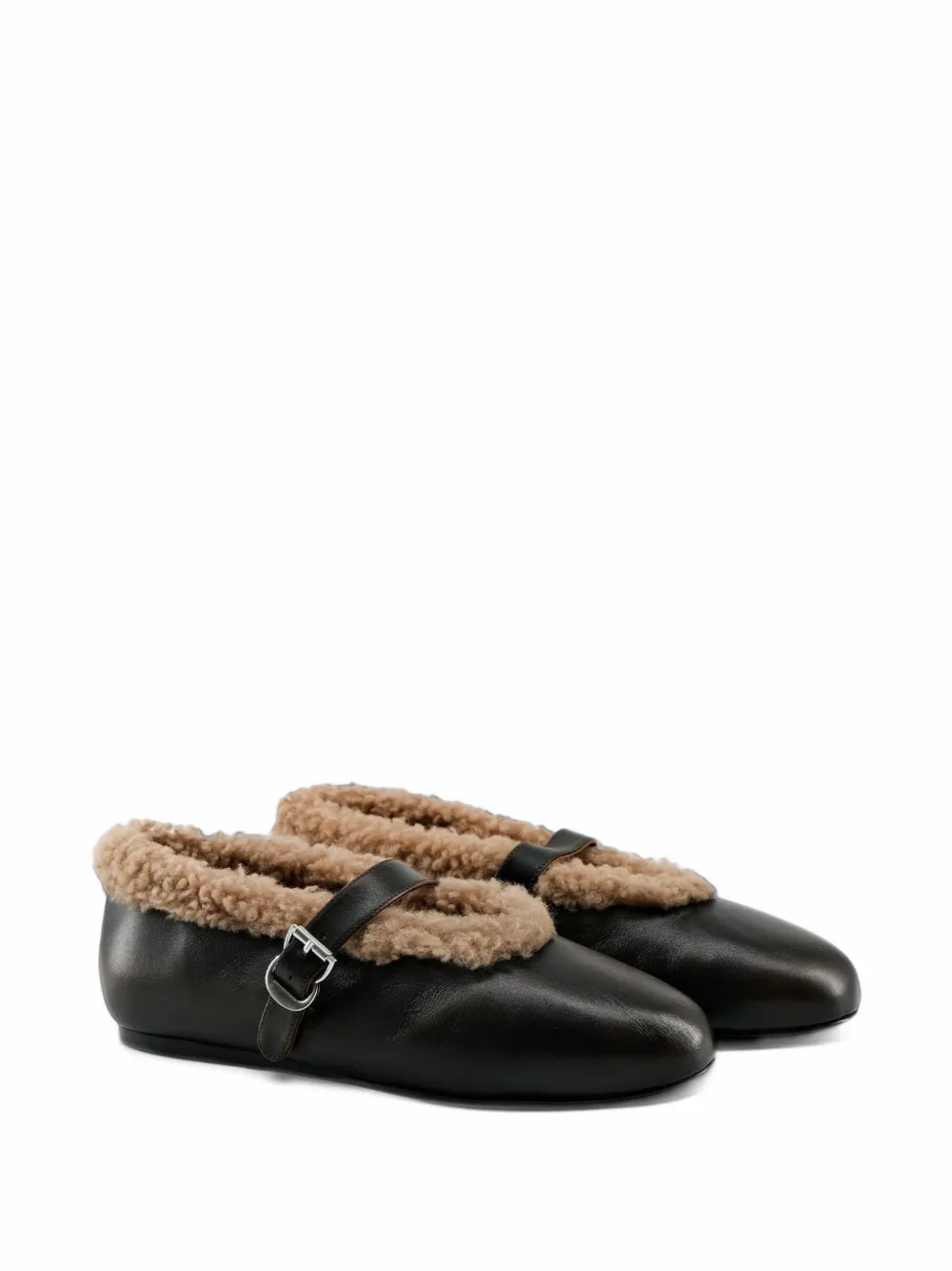 TORAL SHOES Anoush shearling-trim ballet flats - Marrone