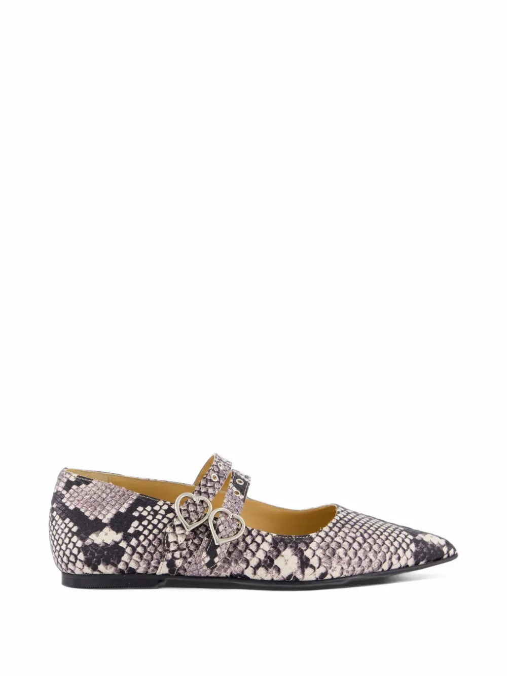 TORAL SHOES Coeur snake-print flat pumps - Tons neutres