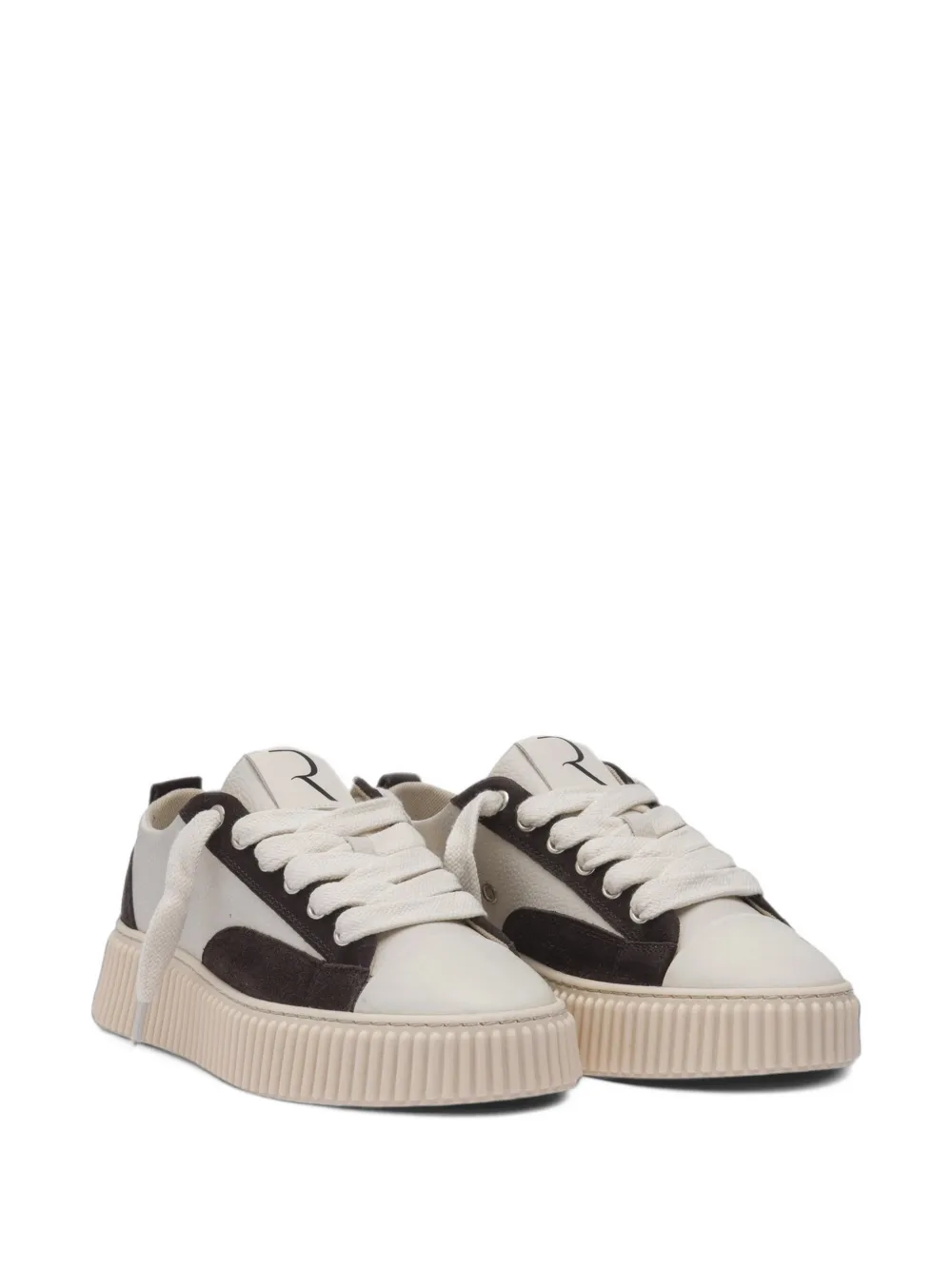 Rhun Treble 2027 Panelled Grained Calf Leather Sneakers In Neutral