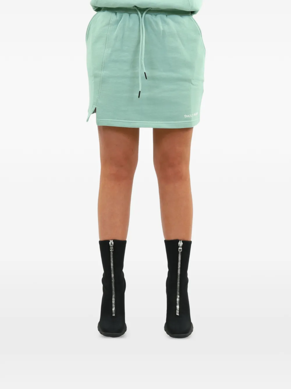 Daily Paper logo-print drawstring mini straight skirt - Vert Daily Paper logo-print drawstring mini straight skirt - Vert