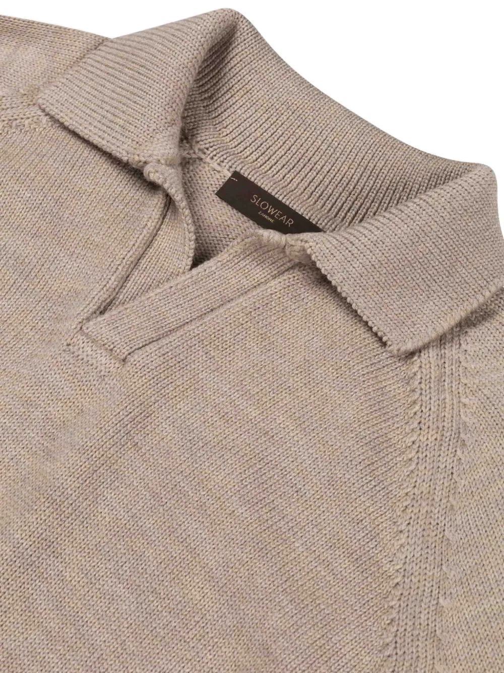 Zanone Trui met polokraag en raglanmouwen Beige