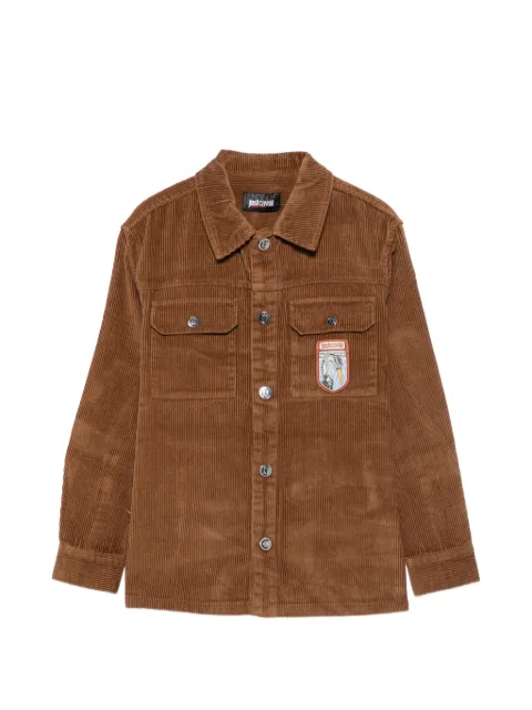 Roberto Cavalli Junior corduroy logo-patch shirt