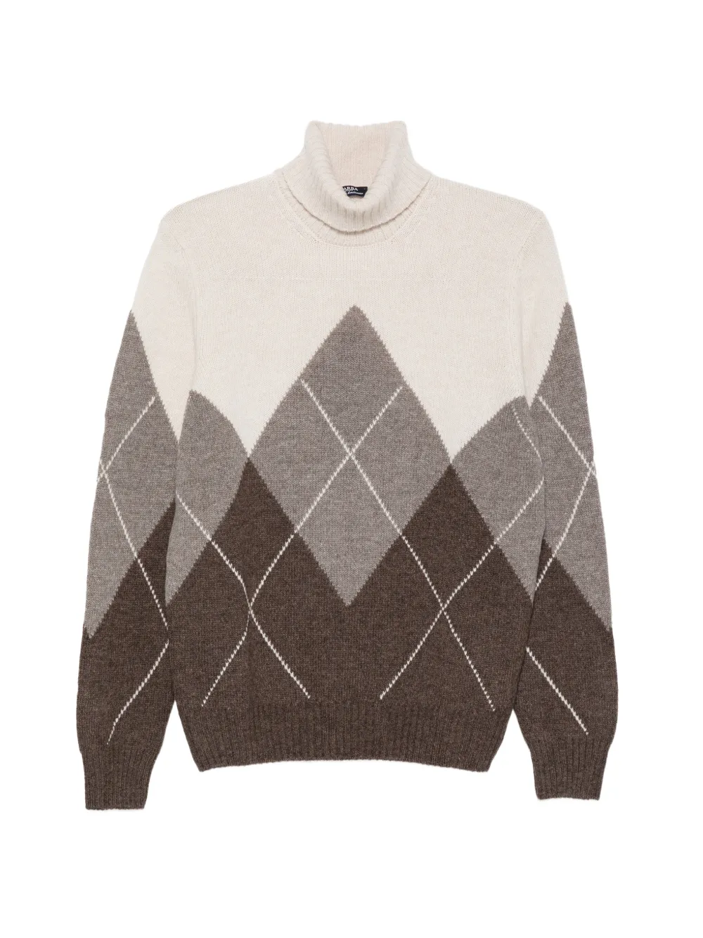Barba argyle-knit roll-neck sweater - Tons neutres Barba argyle-knit roll-neck sweater - Tons neutres