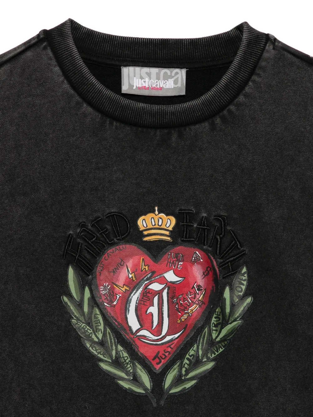 Roberto Cavalli Junior graphic-print cotton sweatshirt Zwart