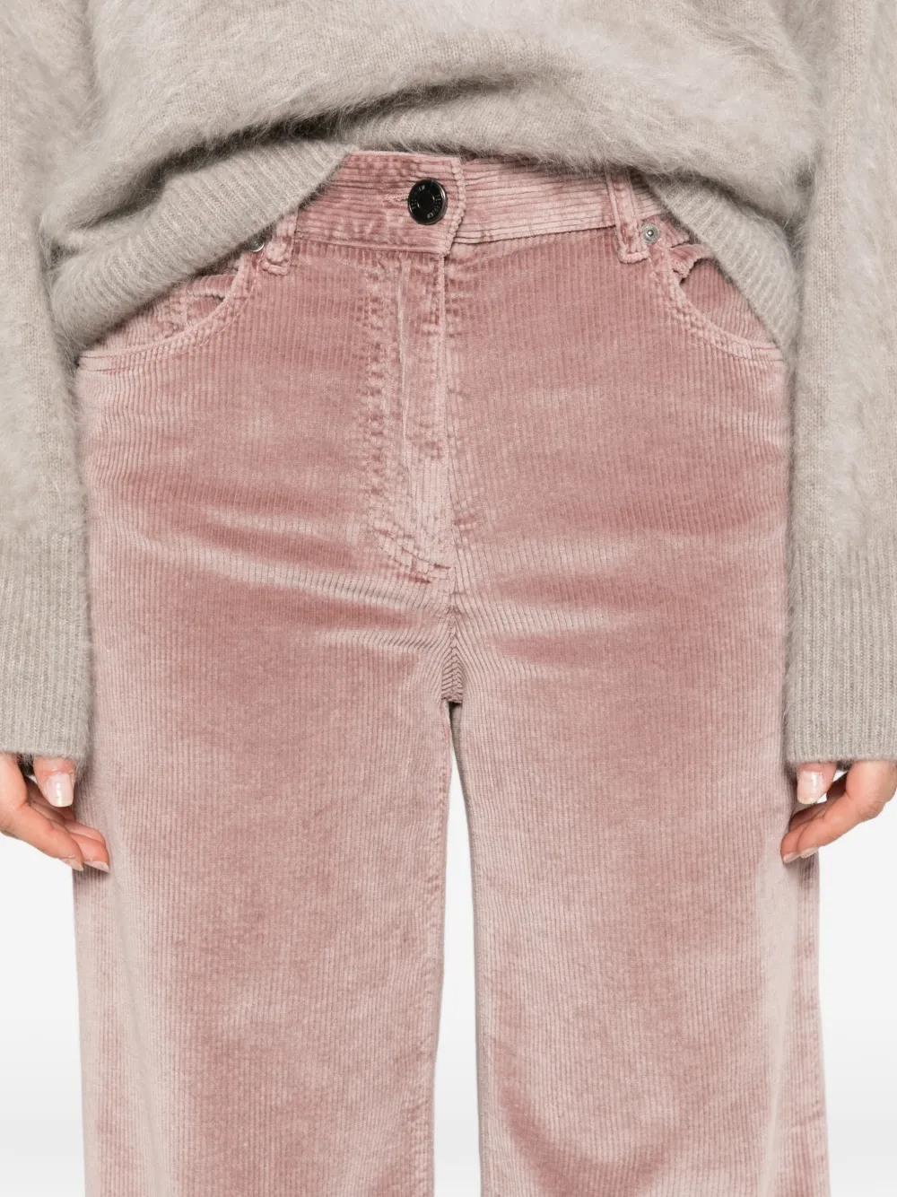 Peserico Ribfluwelen broek met wijde pijpen Roze