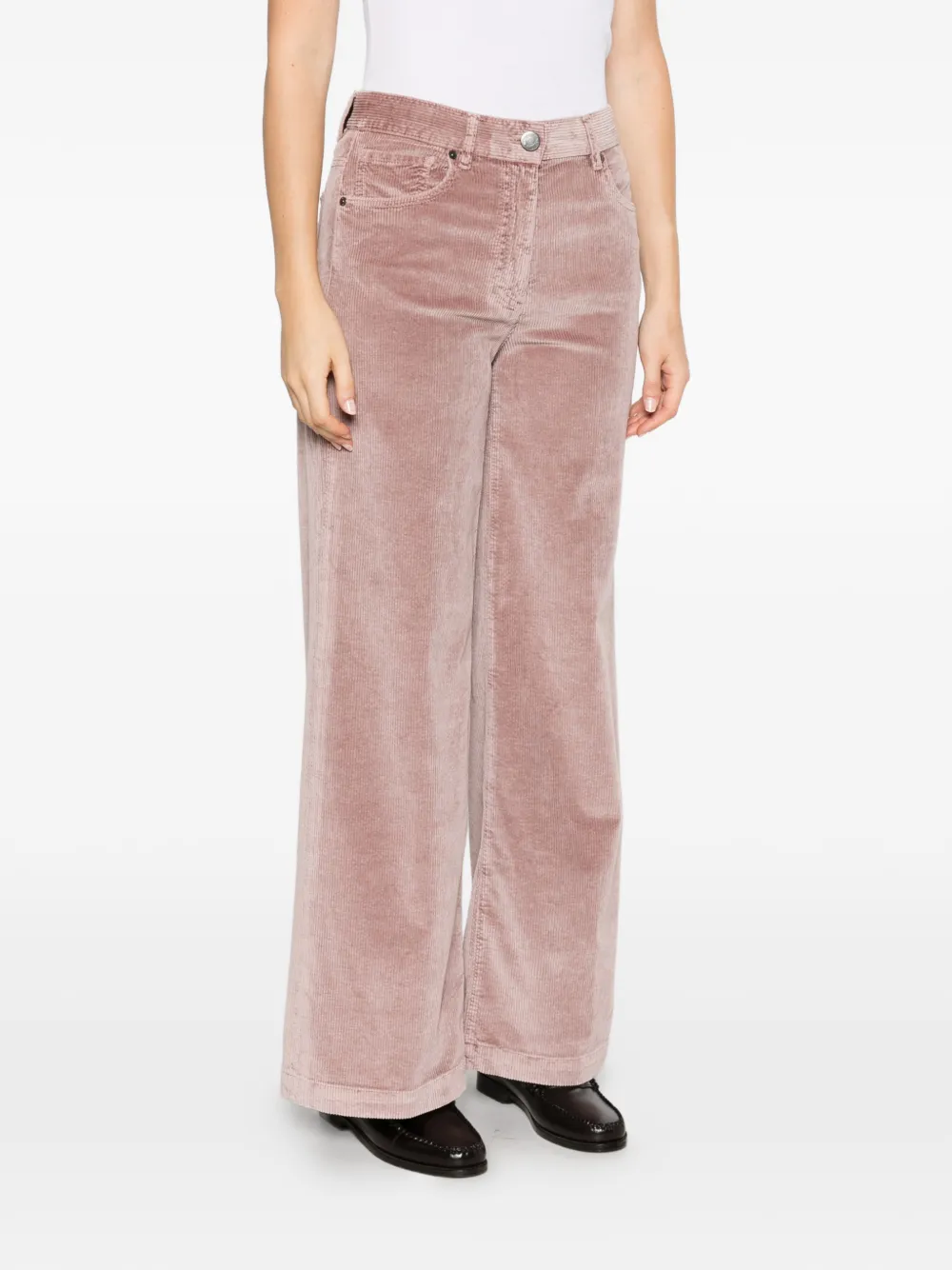 Peserico Ribfluwelen broek met wijde pijpen Roze