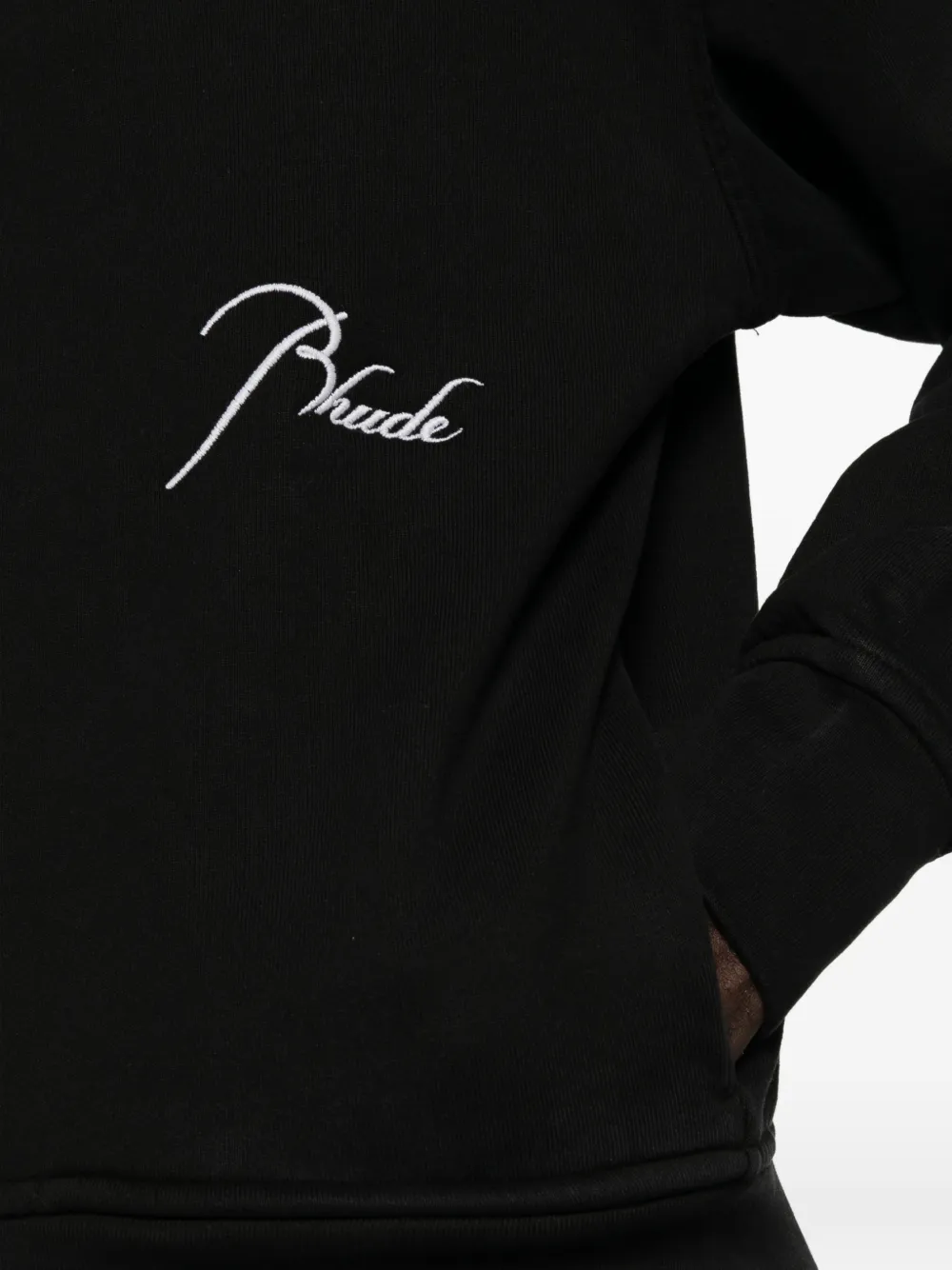 RHUDE logo-embroidered zip-up hoodie Zwart